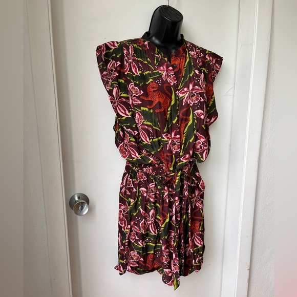scotch and soda Floral Print Playsuit romper jumpsuit. Tiger tropical print sz L - Picture 7 of 17